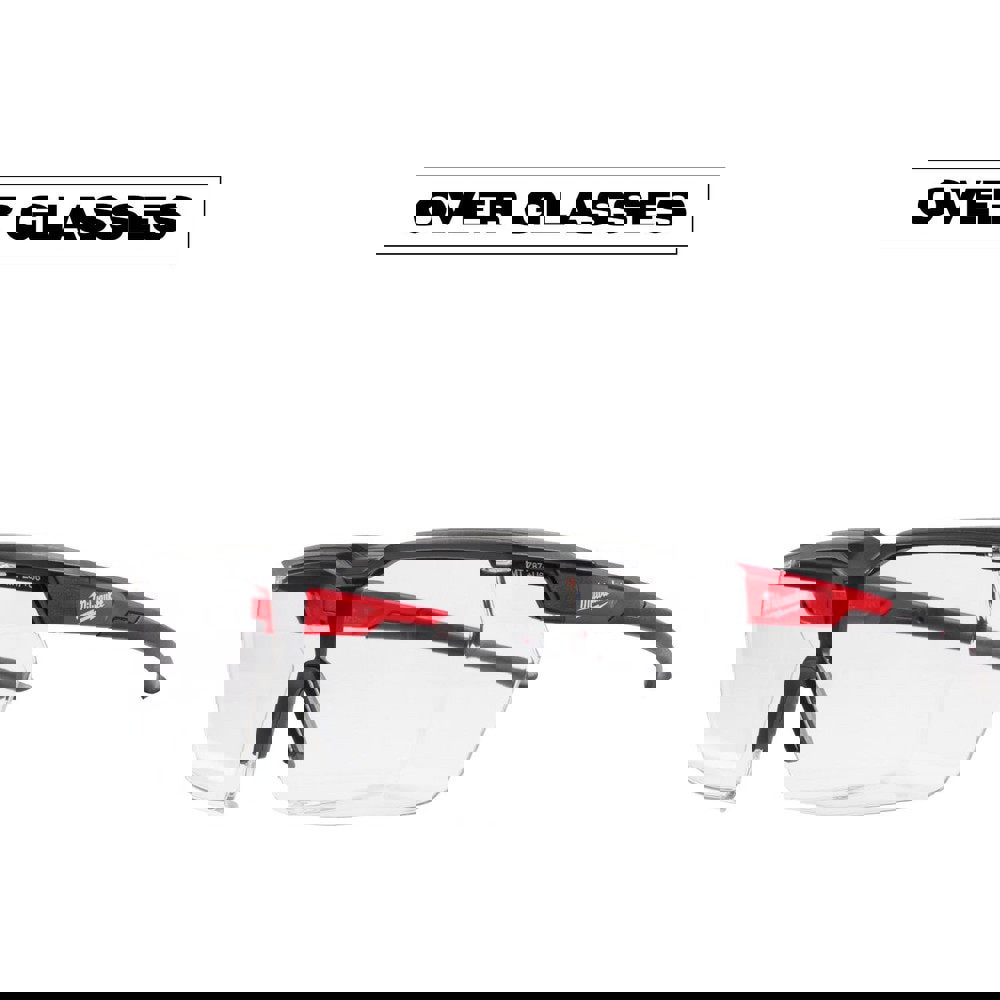 Safety Glasses; Type: Safety ; Frame Style: Wrap Around ; Lens Coating: Scratch Resistant ; Frame Color: Black; Red ; Lens Color: Silver ; Lens Material: Polycarbonate